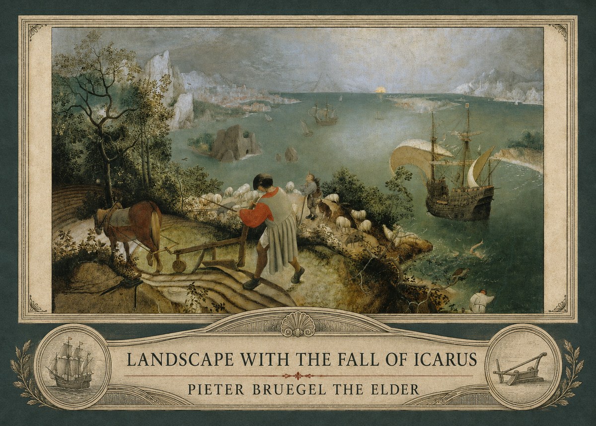 Pieter Bruegel Landscape with the Fall of Icarus I No4 - Poszter
