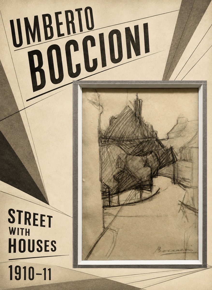 Umberto Boccioni Street with Houses No2 - Poszter