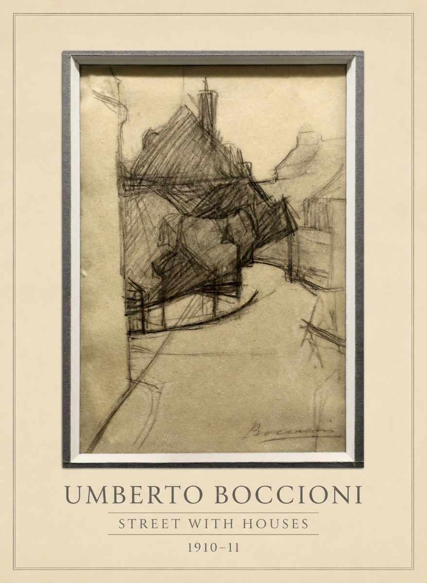 Umberto Boccioni Street with Houses No3 - Poszter