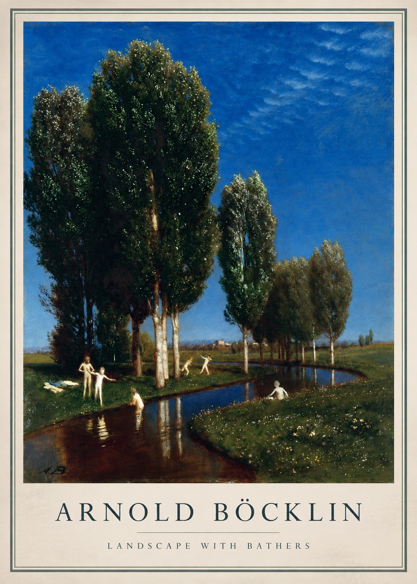 Arnold Böcklin Landscape with Bathers No1 - Poszter