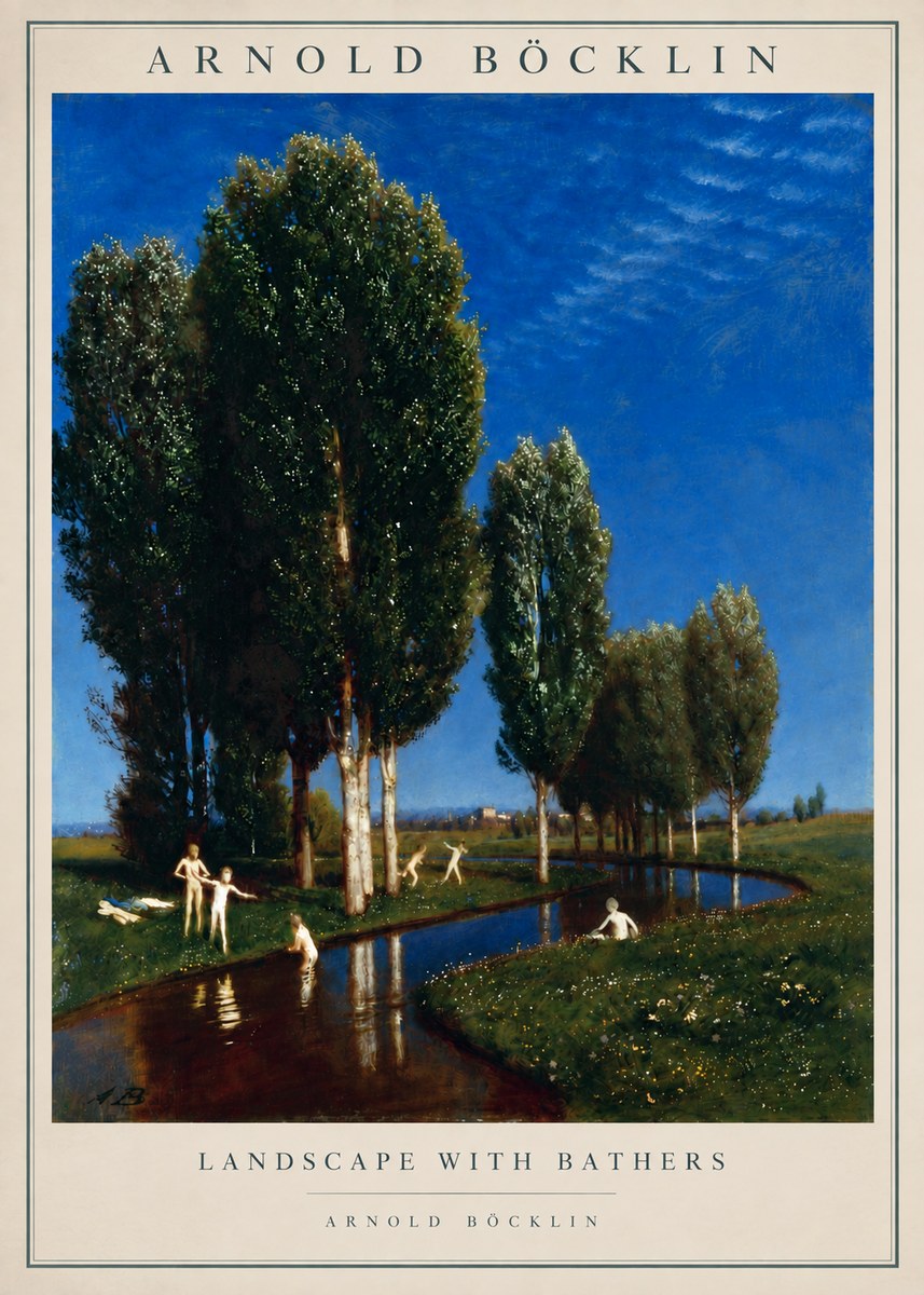 Arnold Böcklin Landscape with Bathers No5 - Poszter