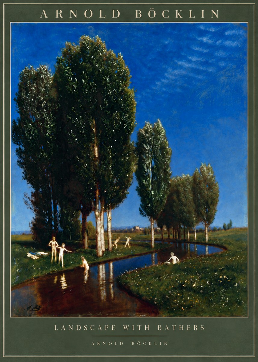Arnold Böcklin Landscape with Bathers No6 - Poszter