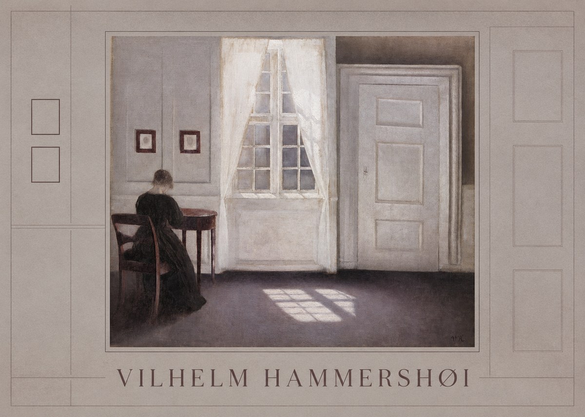 Vilhelm Hammershøi Interior with a Woman from the Back No1 - Poszter
