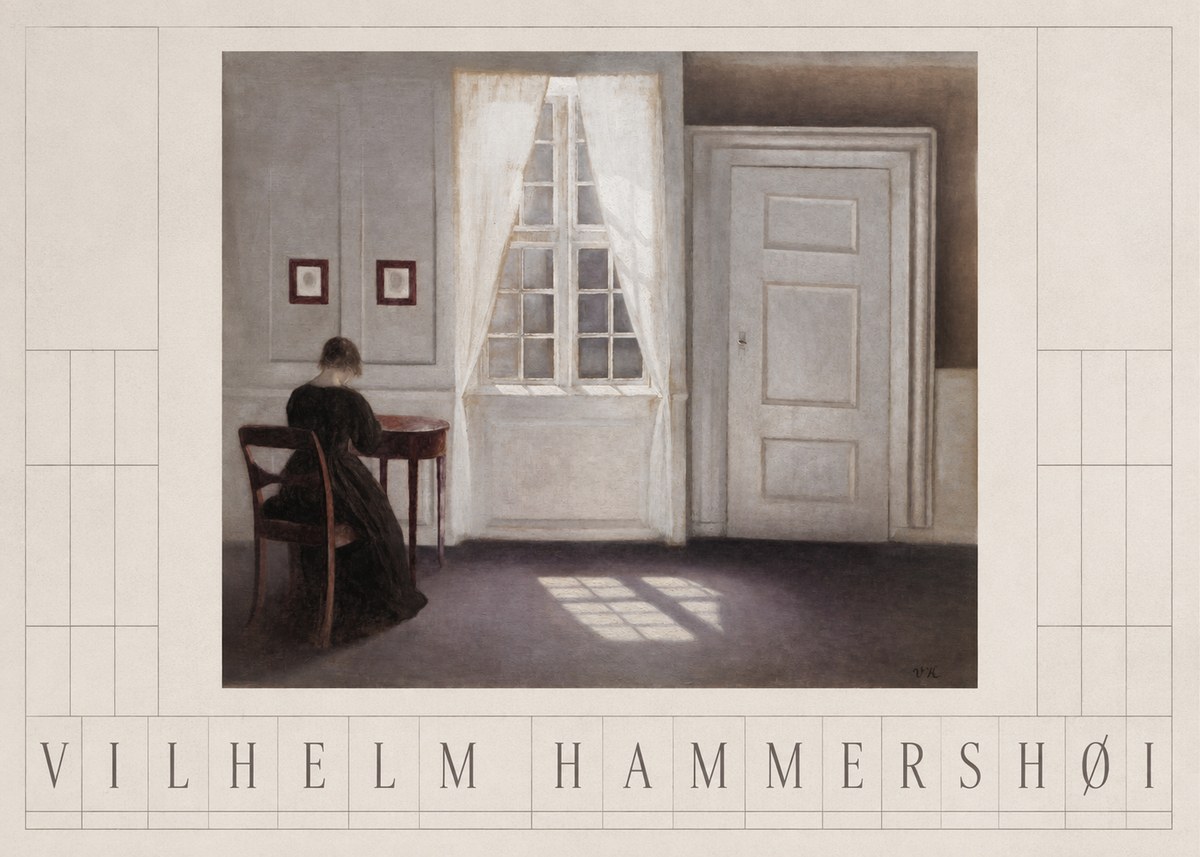 Vilhelm Hammershøi Interior with a Woman from the Back No3 - Poszter