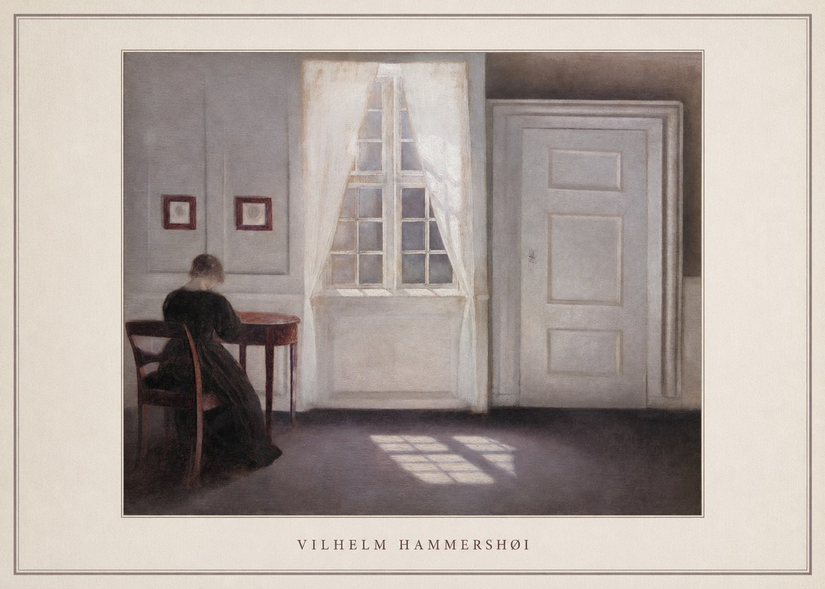 Vilhelm Hammershøi Interior with a Woman from the Back No4 - Poszter
