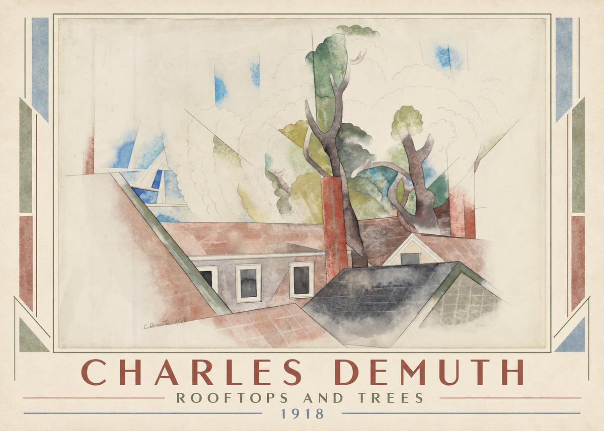 Charles Demuth Rooftops and Trees No1 - Poszter
