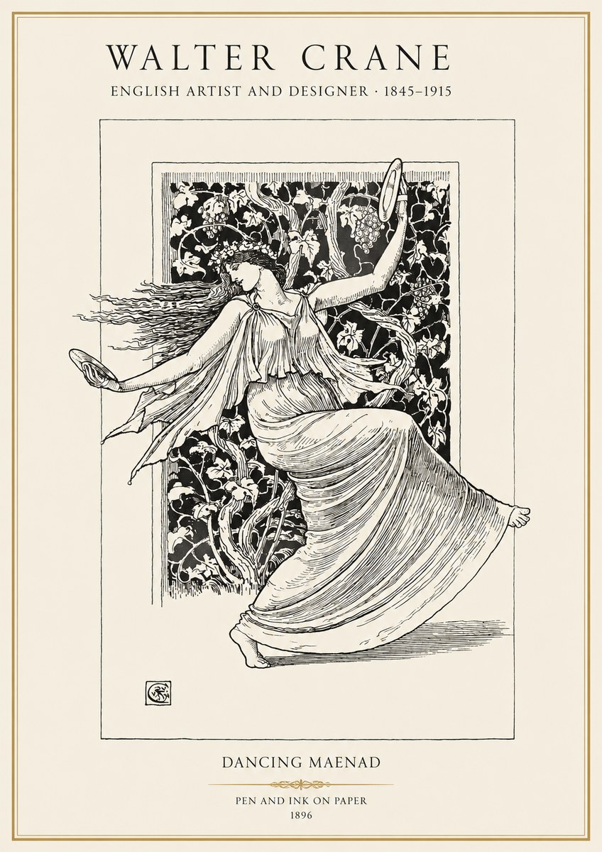 Walter Crane Dancing Maenad No1 - Poszter