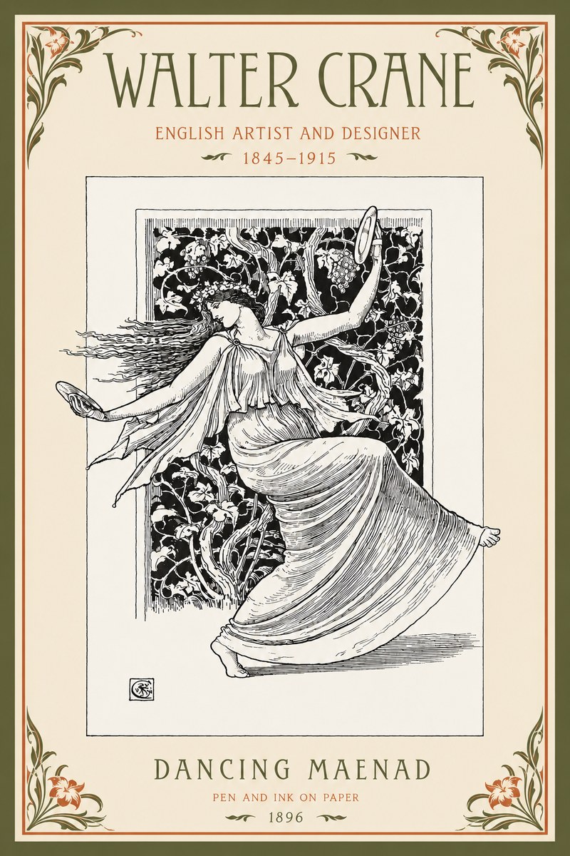 Walter Crane Dancing Maenad No2 - Poszter