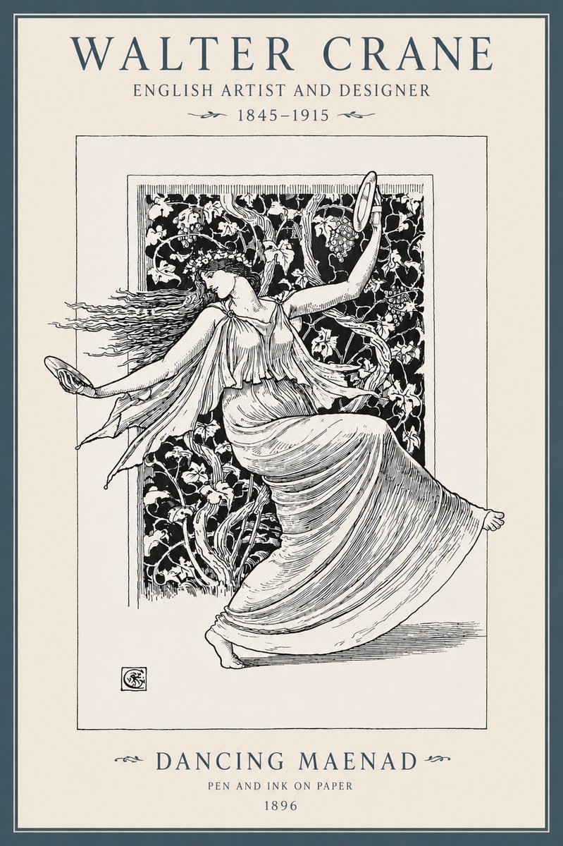 Walter Crane Dancing Maenad No3 - Poszter