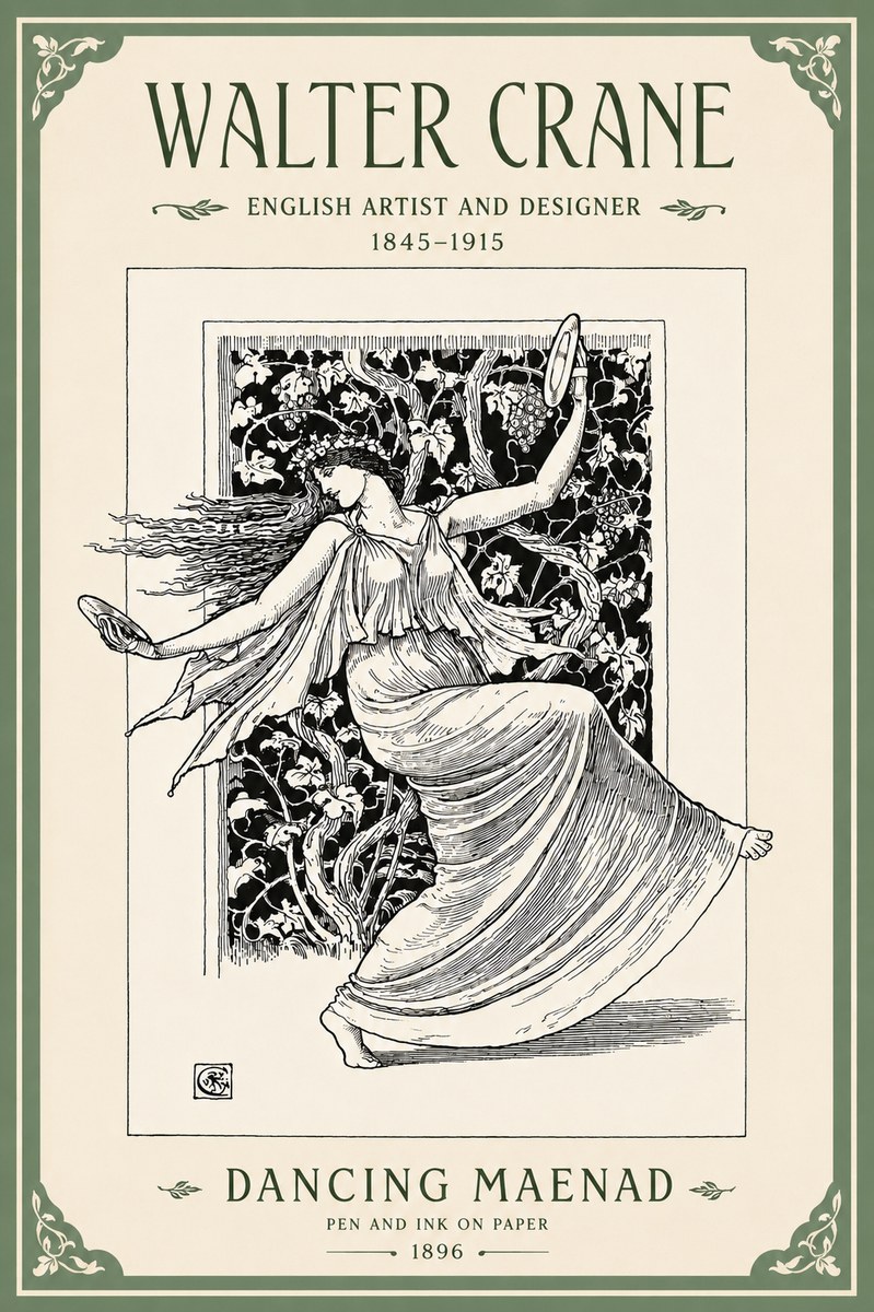 Walter Crane Dancing Maenad No4 - Poszter