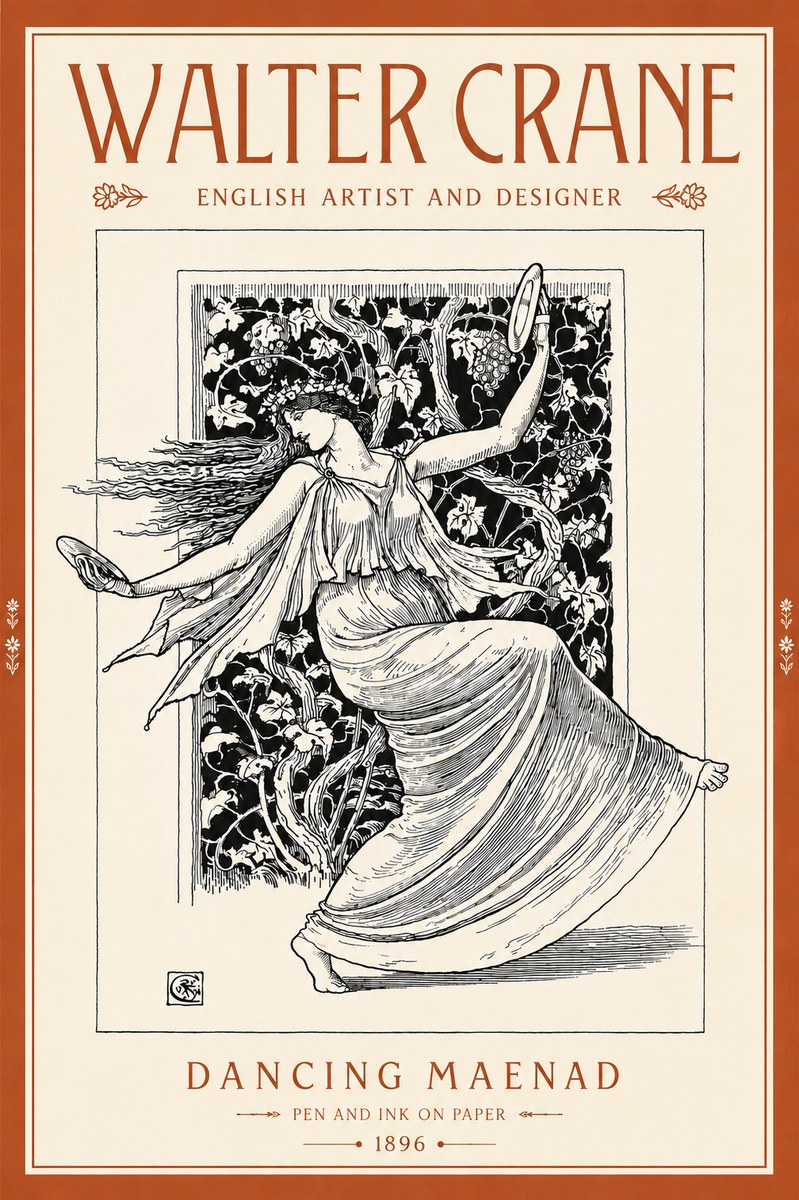 Walter Crane Dancing Maenad No5 - Poszter