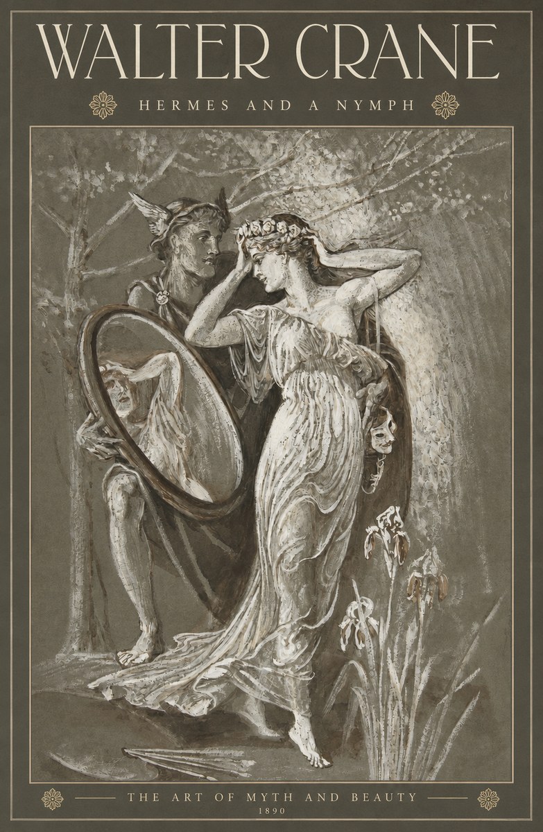 Walter Crane Hermes and a Nymph No2 - Poszter