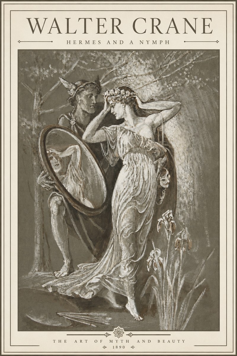 Walter Crane Hermes and a Nymph No3 - Poszter