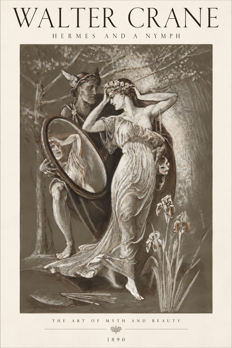 Walter Crane Hermes and a Nymph No6 - Poszter