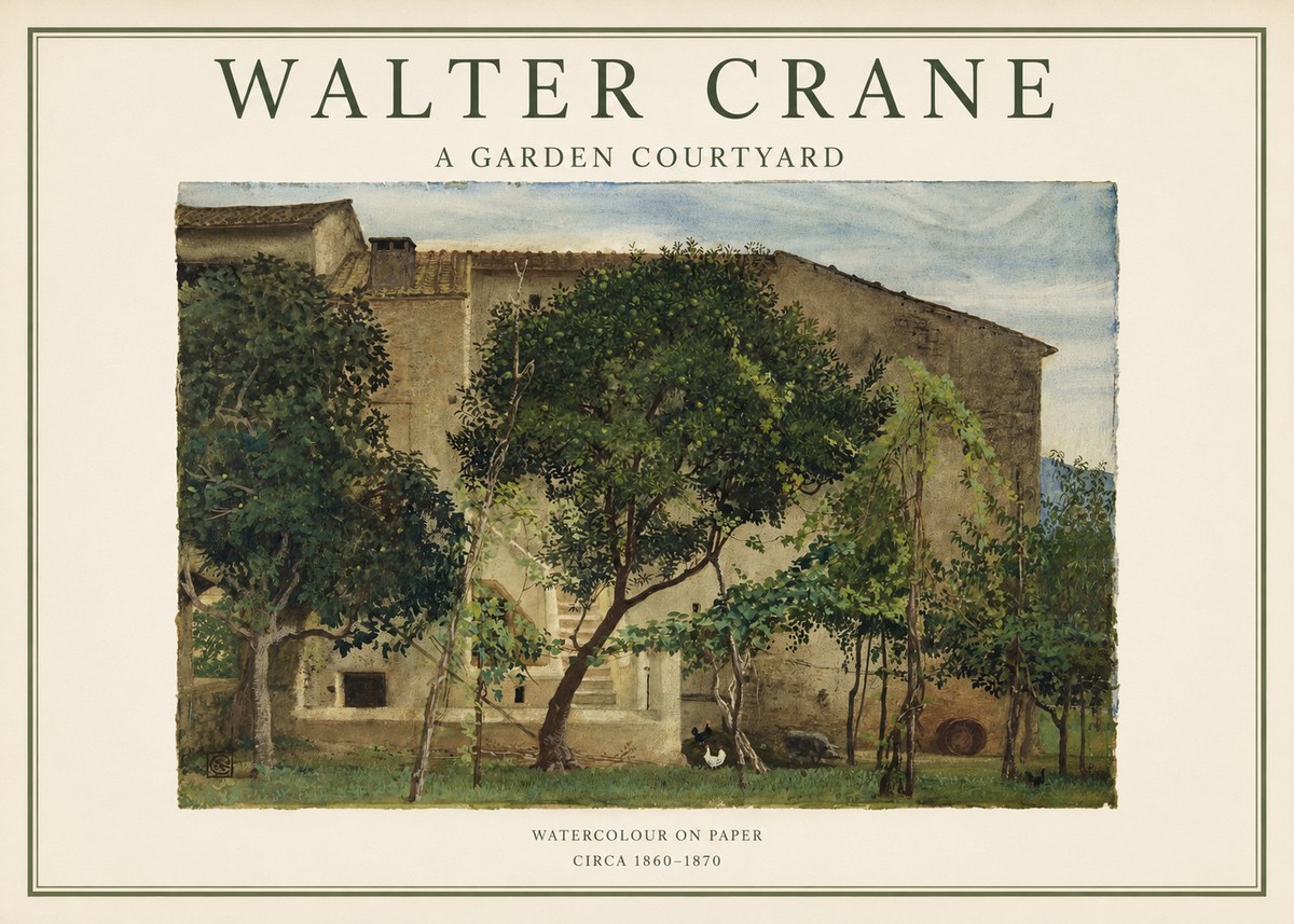 Walter Crane A Garden Courtyard No1 - Poszter