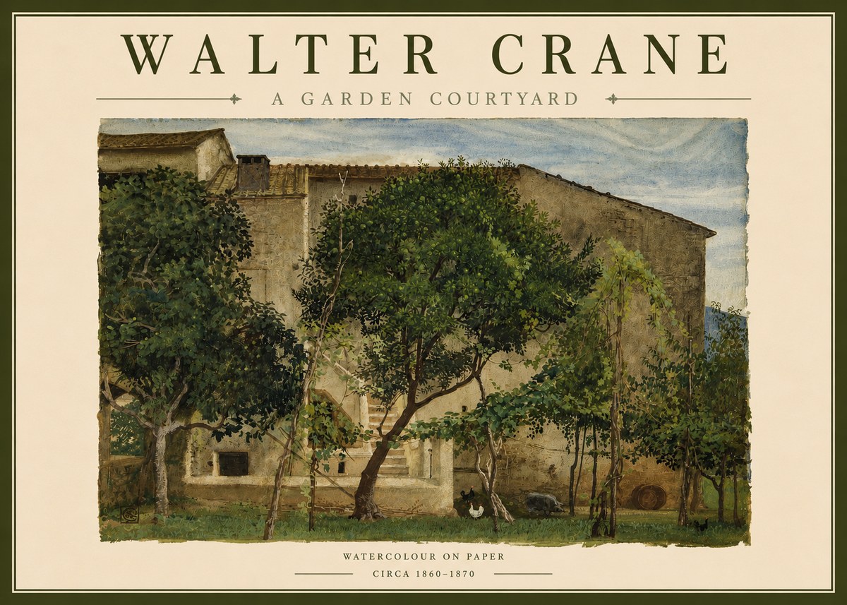 Walter Crane A Garden Courtyard No3 - Poszter