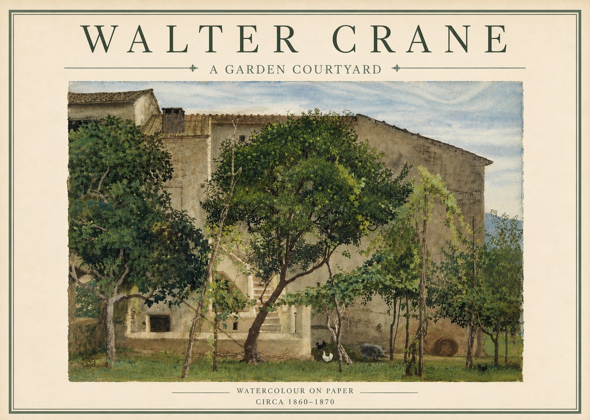 Walter Crane A Garden Courtyard No5 - Poszter