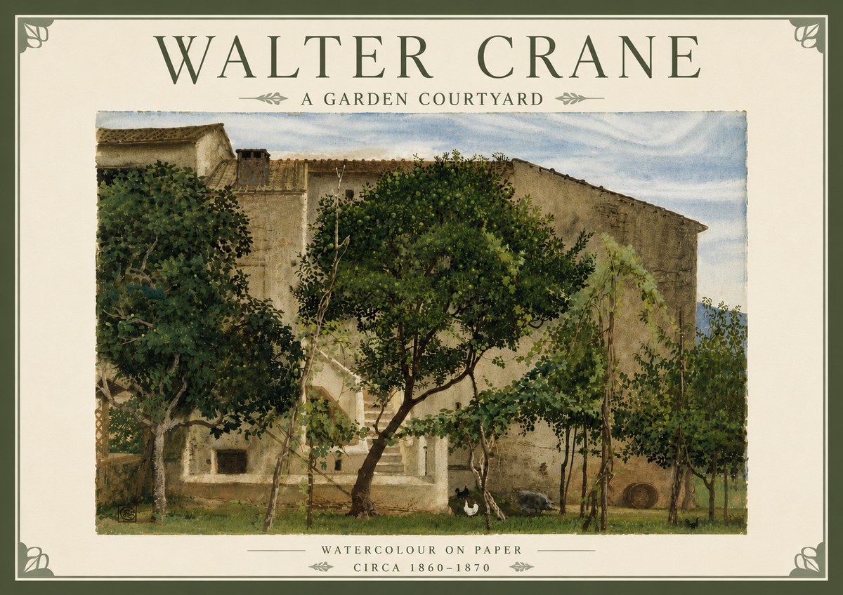 Walter Crane A Garden Courtyard No6 - Poszter