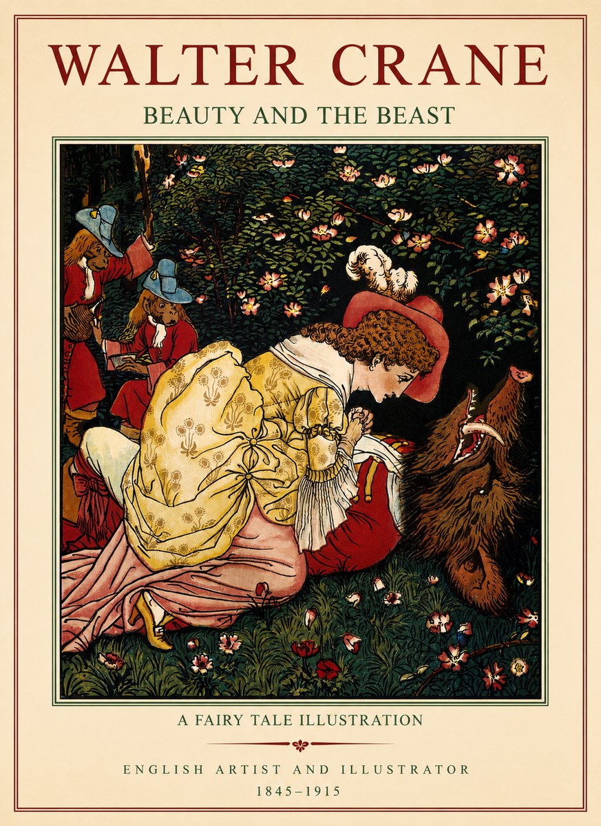 Walter Crane Beauty and the Beast No1 - Poszter