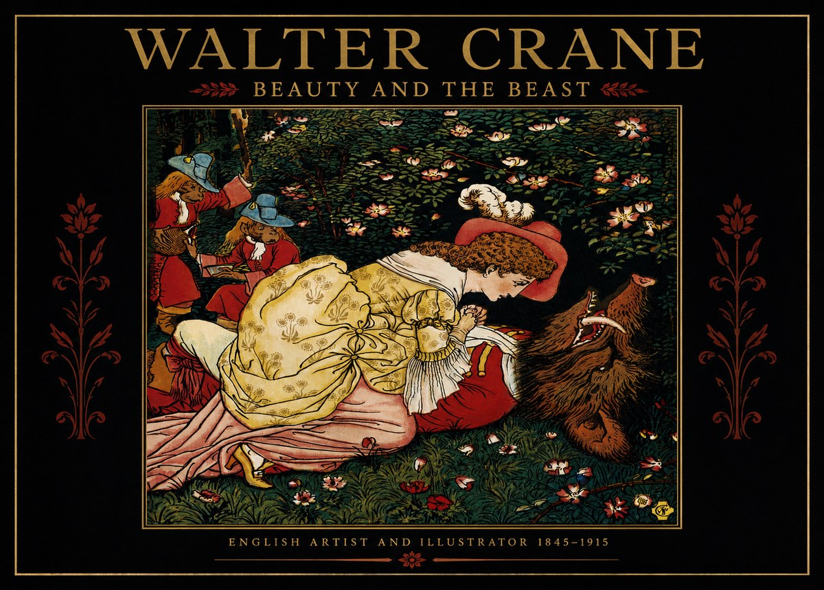 Walter Crane Beauty and the Beast No2 - Poszter