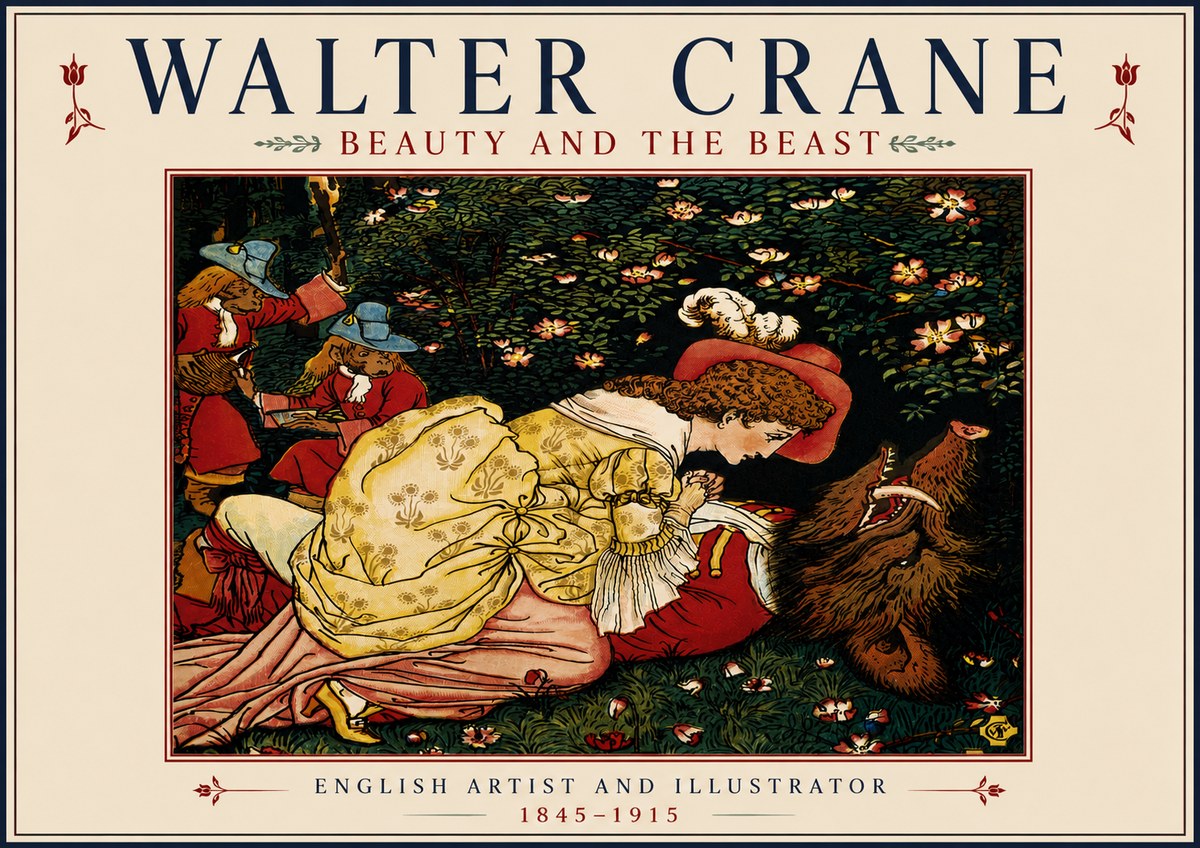 Walter Crane Beauty and the Beast No5 - Poszter