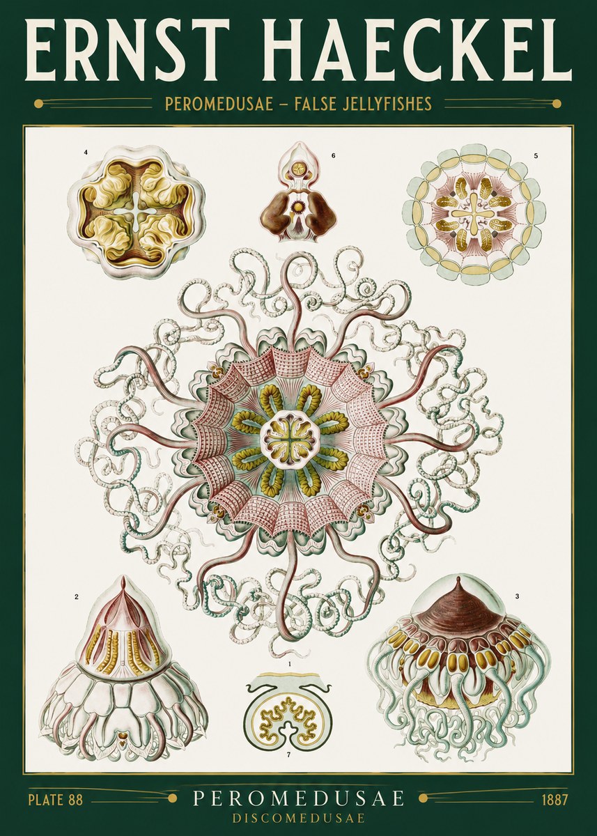 Ernst Haeckel Peromedusae – Discomedusae No2 - Poszter