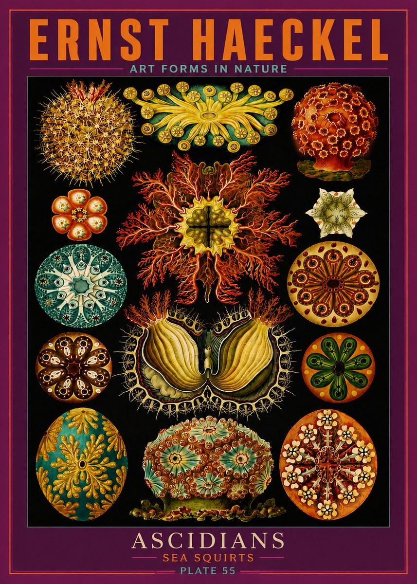 Ernst Haeckel Ascidiae — Sea Squirts No6 - Poszter