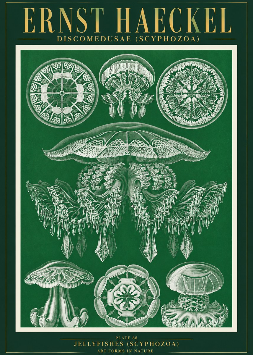 Ernst Haeckel Discomedusae (Scyphozoa) Plate 88 No3 - Poszter