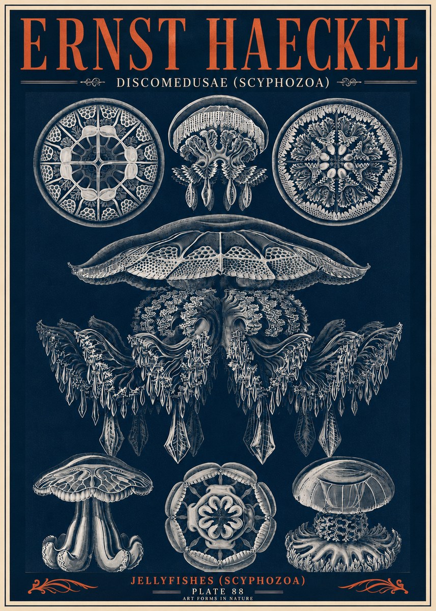 Ernst Haeckel Discomedusae (Scyphozoa) Plate 88 No6 - Poszter