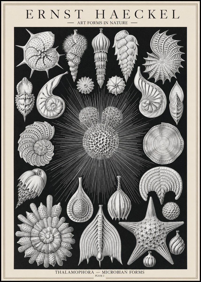 Ernst Haeckel Thalamophora - Microbian Forms - Plate 2 No1 - Poszter
