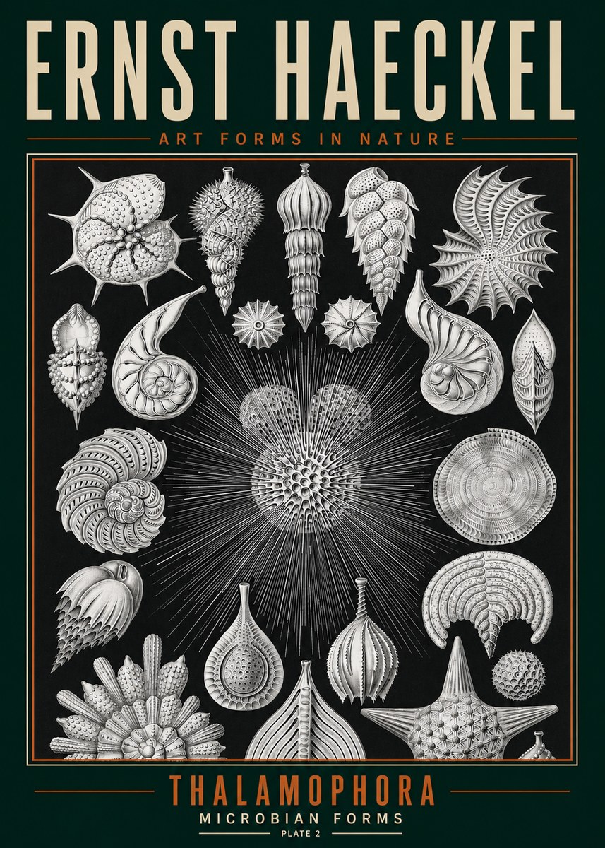 Ernst Haeckel Thalamophora - Microbian Forms - Plate 2 No3 - Poszter