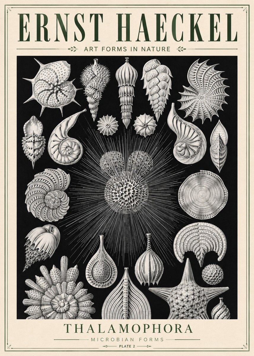Ernst Haeckel Thalamophora - Microbian Forms - Plate 2 No5 - Poszter