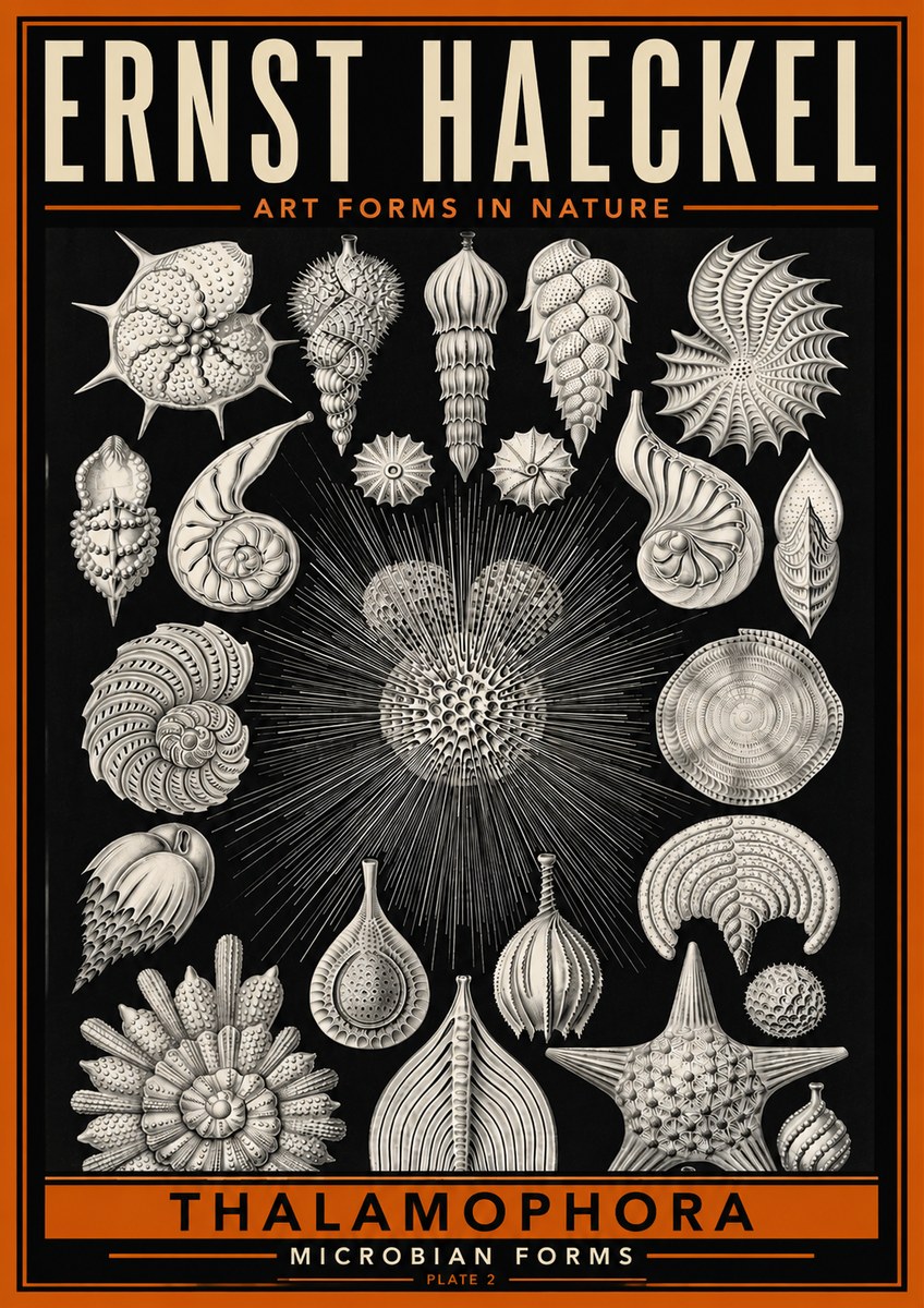 Ernst Haeckel Thalamophora - Microbian Forms - Plate 2 No6 - Poszter