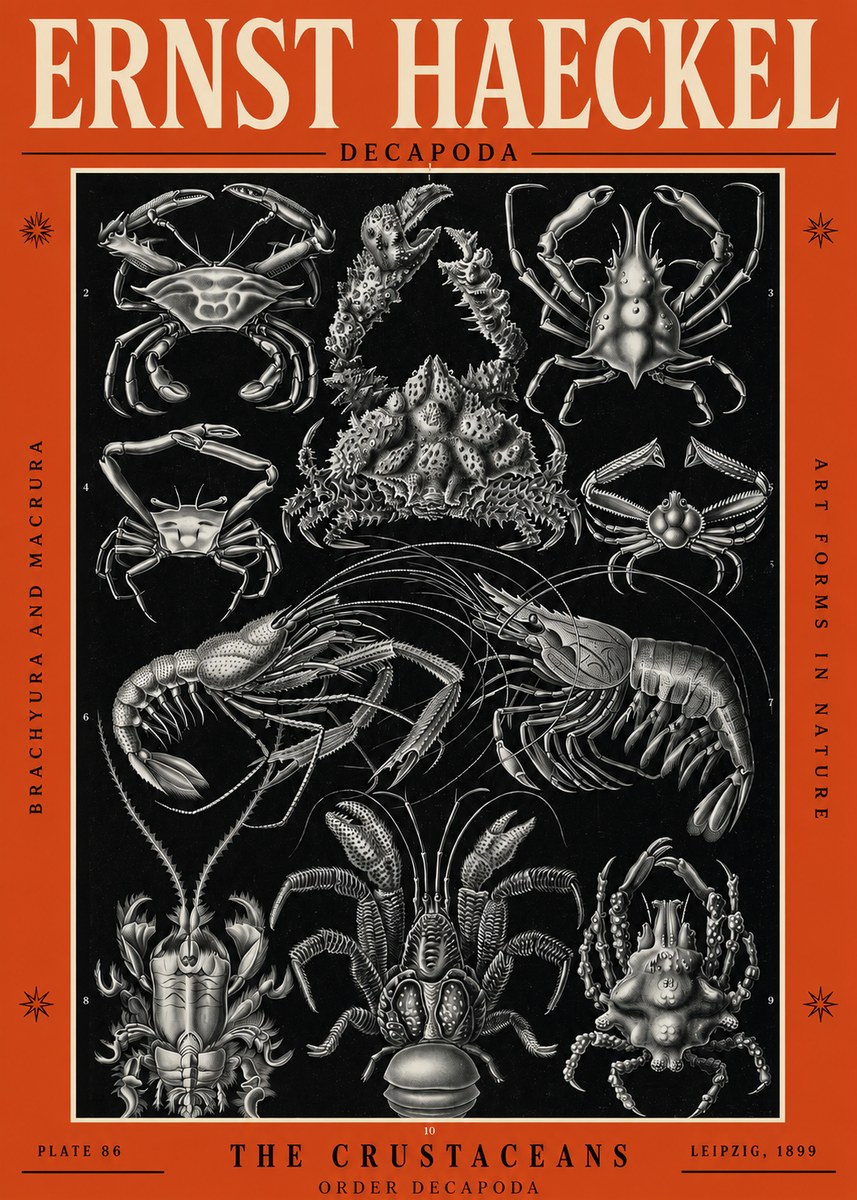 Ernst Haeckel Decapoda Brachyura and Macrura Plate 86 No2 - Poszter