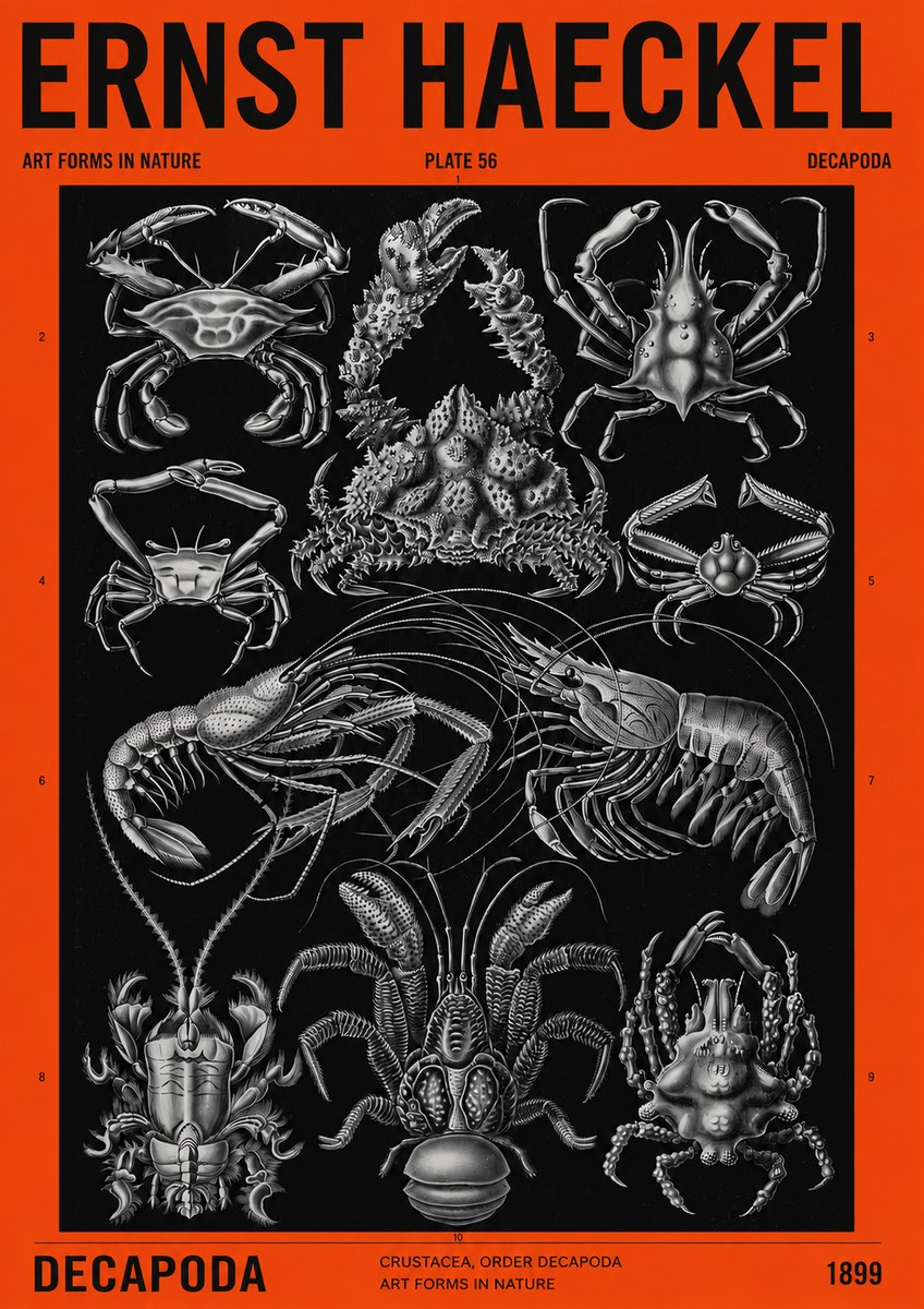 Ernst Haeckel Decapoda Brachyura and Macrura Plate 86 No4 - Poszter