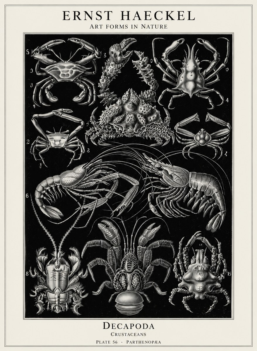 Ernst Haeckel Decapoda Brachyura and Macrura Plate 86 No5 - Poszter