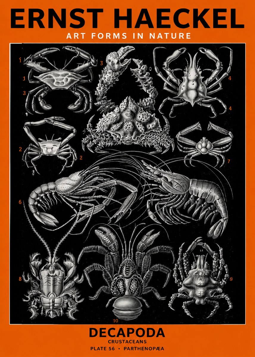 Ernst Haeckel Decapoda Brachyura and Macrura Plate 86 No6 - Poszter
