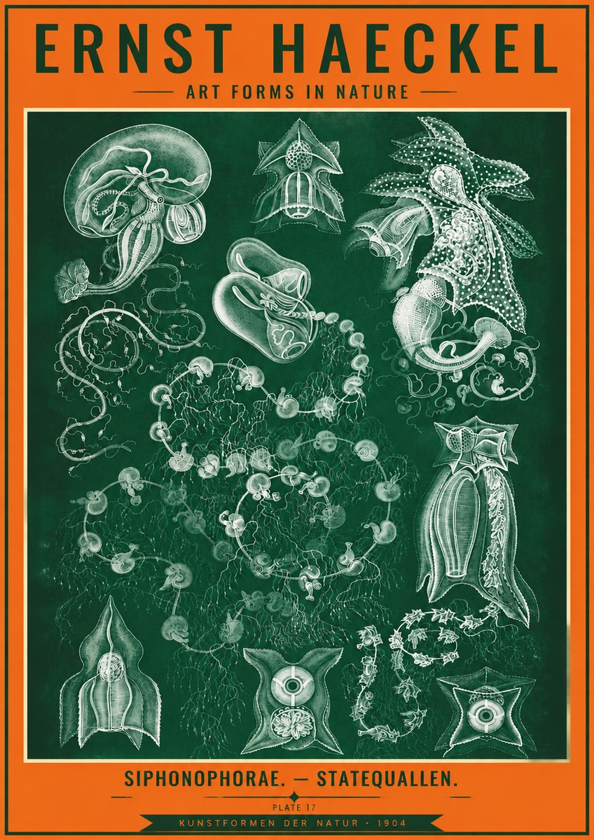 Ernst Haeckel Siphonophorae. — Statequallen. Plate 17 No4 - Poszter