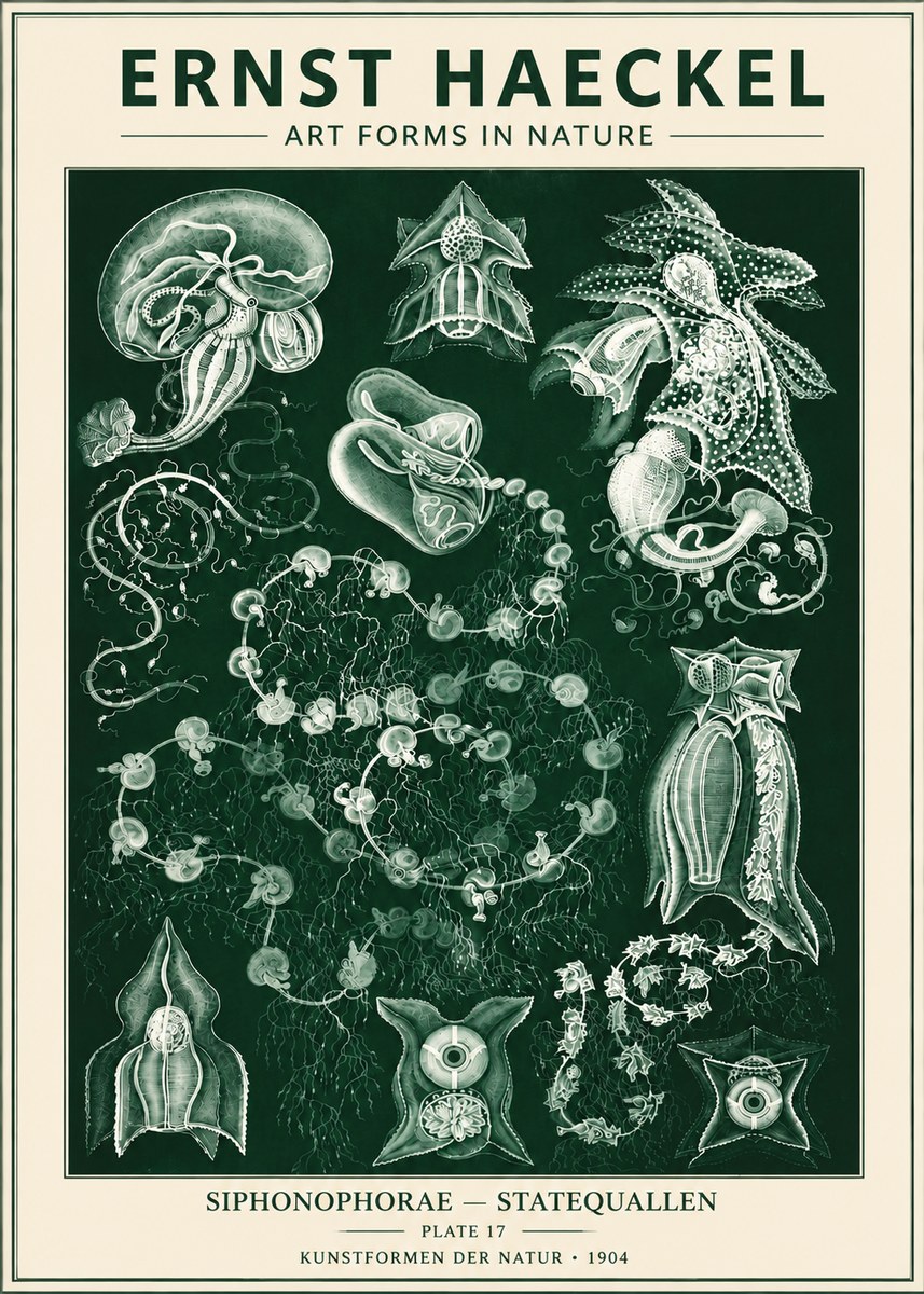 Ernst Haeckel Siphonophorae. — Statequallen. Plate 17 No6 - Poszter