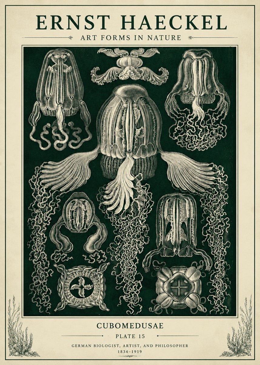 Ernst Haeckel Cubomedusae No6 - Poszter