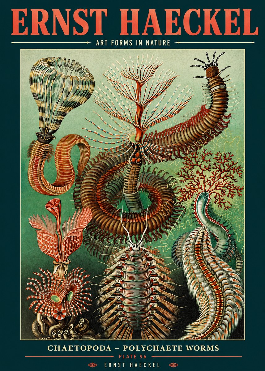 Ernst Haeckel Chaetopoda – Polychaete Worms No2 - Poszter