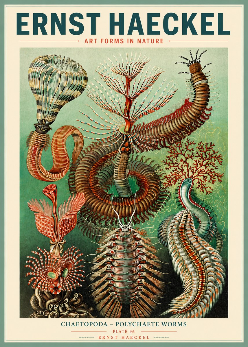 Ernst Haeckel Chaetopoda – Polychaete Worms No3 - Poszter