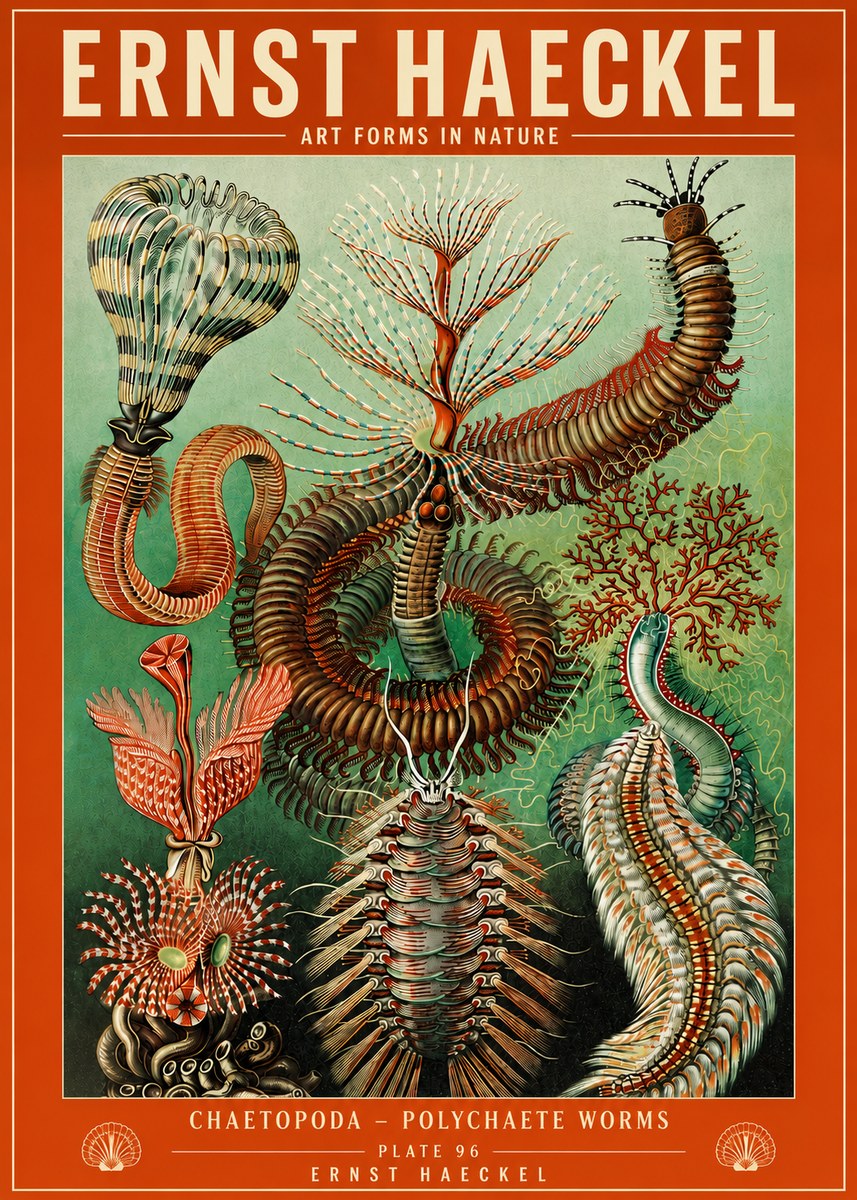 Ernst Haeckel Chaetopoda – Polychaete Worms No4 - Poszter