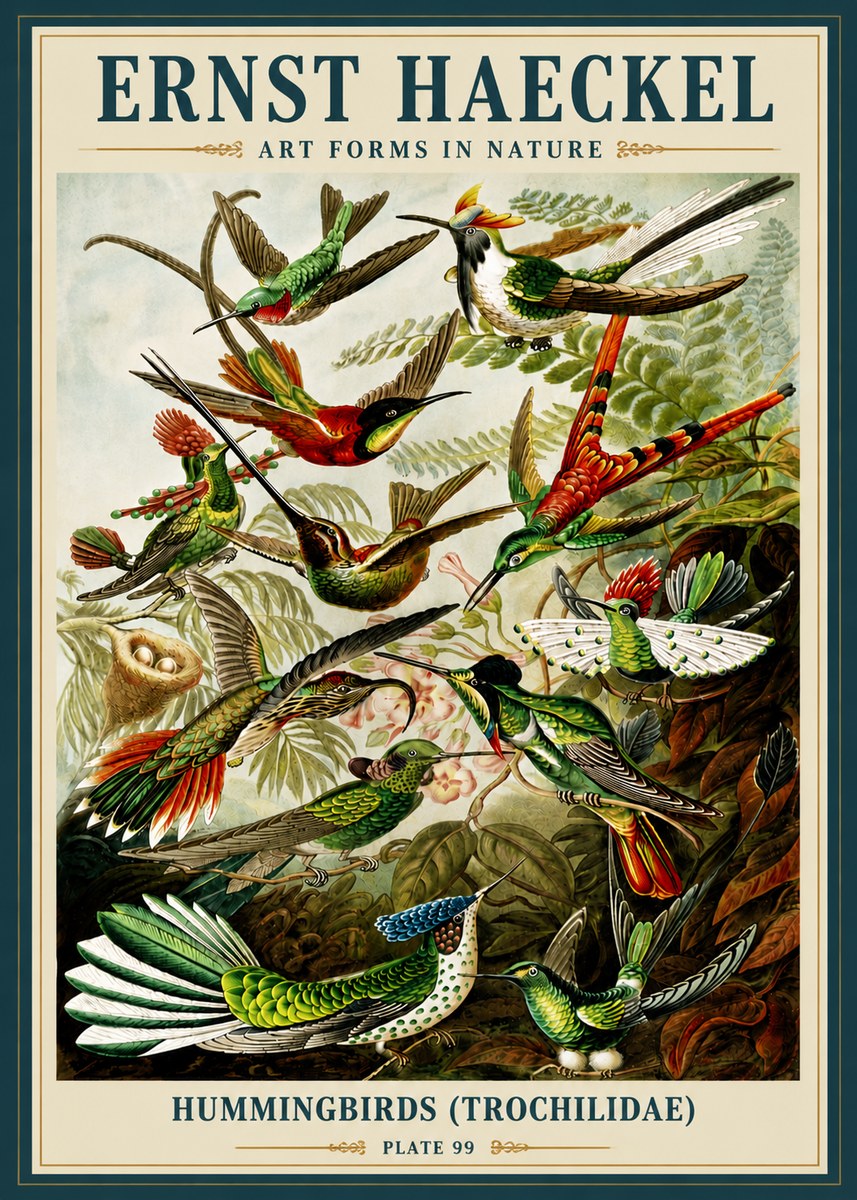 Ernst Haeckel Trochilidae - Hummingbirds No6 - Poszter