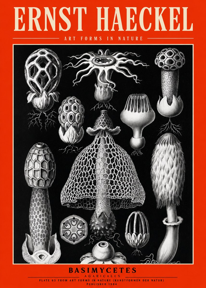 Ernst Haeckel Basimycetes Agaricales No2 - Poszter