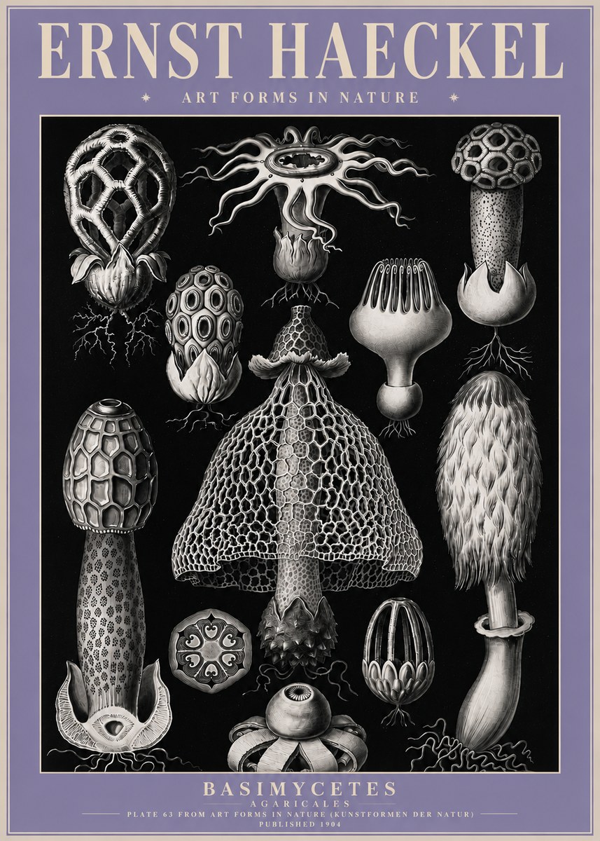 Ernst Haeckel Basimycetes Agaricales No4 - Poszter