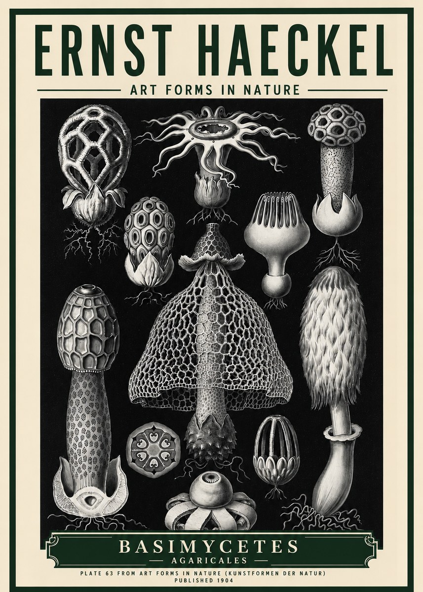 Ernst Haeckel Basimycetes Agaricales No5 - Poszter