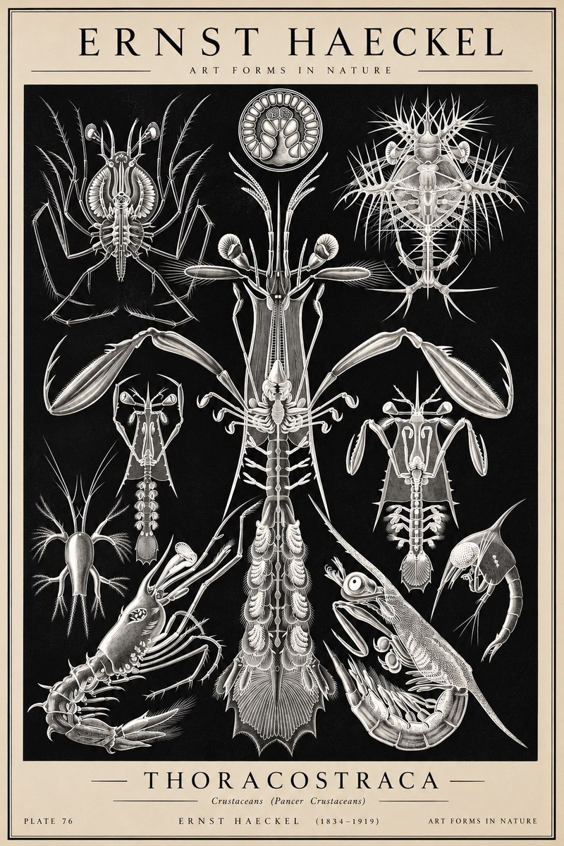 Ernst Haeckel Thoraocostraca - Crustaceans - Plate 76 No2 - Poszter