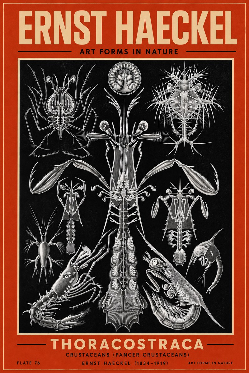 Ernst Haeckel Thoraocostraca - Crustaceans - Plate 76 No3 - Poszter