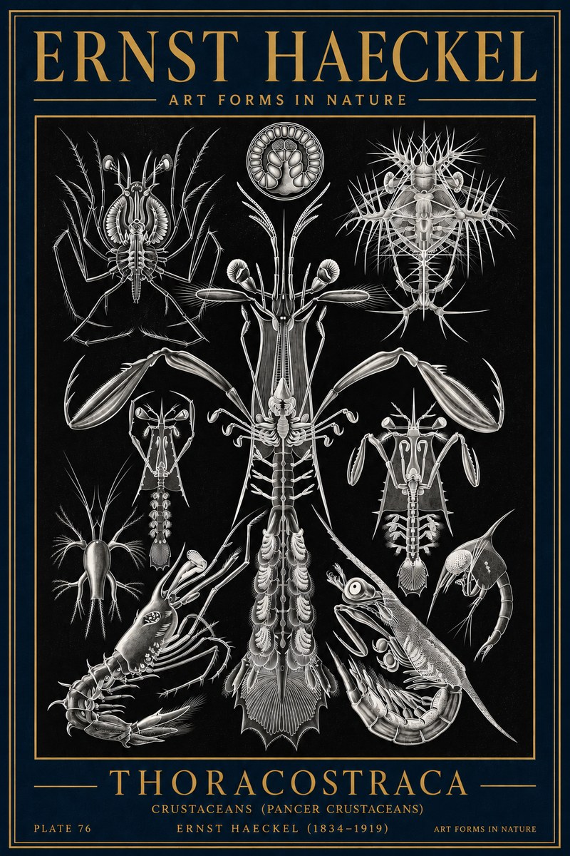 Ernst Haeckel Thoraocostraca - Crustaceans - Plate 76 No4 - Poszter